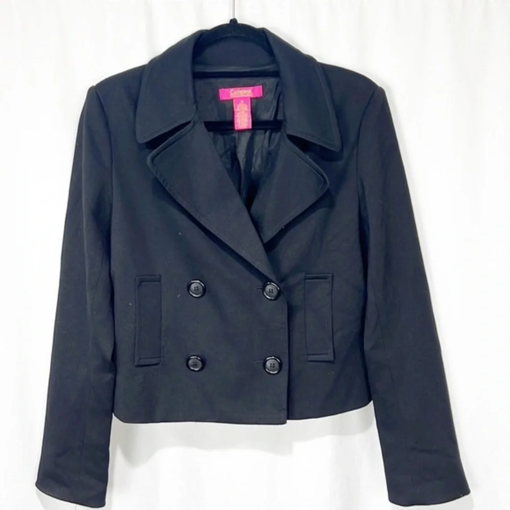 Catherine Malendrino Cropped Double Breasted Blazed Black size 10